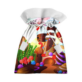 Подарочный 3D мешок с принтом Candy Town в Кировске, 100% полиэстер | Размер: 29*39 см | конфеты | пирожные | сладости | яркий
