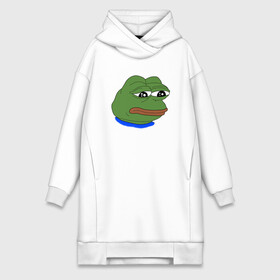 Платье-худи хлопок с принтом SAD FROG в Кировске,  |  | meme | pepe frog | pepe the frog | sad frog | грустная лягушка | мем