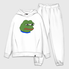 Мужской костюм хлопок OVERSIZE с принтом SAD FROG в Кировске,  |  | meme | pepe frog | pepe the frog | sad frog | грустная лягушка | мем