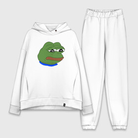 Женский костюм хлопок Oversize с принтом SAD FROG в Кировске,  |  | meme | pepe frog | pepe the frog | sad frog | грустная лягушка | мем