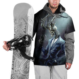 Накидка на куртку 3D с принтом Скелетон в Кировске, 100% полиэстер |  | костюм | рога | скелет | череп