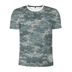 Мужская футболка 3D спортивная с принтом Камуфляж пиксельный в Кировске, 100% полиэстер с улучшенными характеристиками | приталенный силуэт, круглая горловина, широкие плечи, сужается к линии бедра | армия | камуфляж | пиксель