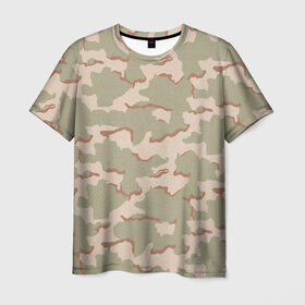 Мужская футболка 3D с принтом Камуфляж пустынный 3х цветный в Кировске, 100% полиэфир | прямой крой, круглый вырез горловины, длина до линии бедер | Тематика изображения на принте: камуфляж | пустыня