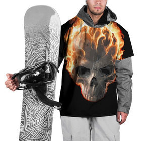 Накидка на куртку 3D с принтом Череп в огне в Кировске, 100% полиэстер |  | Тематика изображения на принте: background | black | death | fire | flame | skeleton | skull | огонь | пламя | скелет | фон | череп | черный