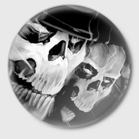 Значок с принтом Скелетоны в Кировске,  металл | круглая форма, металлическая застежка в виде булавки | Тематика изображения на принте: 