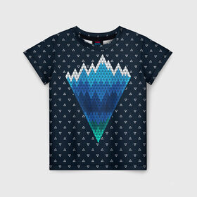 Детская футболка 3D с принтом Геометрические горы в Кировске, 100% гипоаллергенный полиэфир | прямой крой, круглый вырез горловины, длина до линии бедер, чуть спущенное плечо, ткань немного тянется | geometry | mountain | геометрия