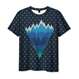 Мужская футболка 3D с принтом Геометрические горы в Кировске, 100% полиэфир | прямой крой, круглый вырез горловины, длина до линии бедер | geometry | mountain | геометрия
