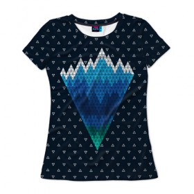 Женская футболка 3D с принтом Геометрические горы в Кировске, 100% полиэфир ( синтетическое хлопкоподобное полотно) | прямой крой, круглый вырез горловины, длина до линии бедер | geometry | mountain | геометрия