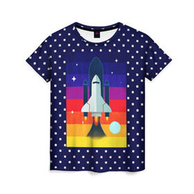 Женская футболка 3D с принтом Запуск ракеты в Кировске, 100% полиэфир ( синтетическое хлопкоподобное полотно) | прямой крой, круглый вырез горловины, длина до линии бедер | cosmos | galaxy | moon | planet | rocket | space | star | галактика | звезды | космос | луна | планета | ракета | шатл