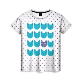 Женская футболка 3D с принтом Кошачье настроение в Кировске, 100% полиэфир ( синтетическое хлопкоподобное полотно) | прямой крой, круглый вырез горловины, длина до линии бедер | animal | cat | feline | funny | happy | kitty | meow | животное | кот | котенок | кошка | мяу | настроение | счастье