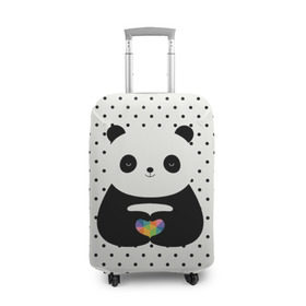 Чехол для чемодана 3D с принтом Любовь панды в Кировске, 86% полиэфир, 14% спандекс | двустороннее нанесение принта, прорези для ручек и колес | animal | bear | beast | forest | heart | love | nature | panda | животное | зверь | лес | любовь | медведь | панда | природа | сердце | страсть
