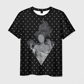 Мужская футболка 3D с принтом Молчаливая душа в Кировске, 100% полиэфир | прямой крой, круглый вырез горловины, длина до линии бедер | geometry | girl | hipster | silence | soul | triangle | women | геометрия | девочка | девушка | душа | женщина | молчание | треугольник | хипстер