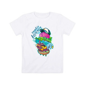 Детская футболка хлопок с принтом Zombie Burger в Кировске, 100% хлопок | круглый вырез горловины, полуприлегающий силуэт, длина до линии бедер | art | the walking dead | zombie | арт | зомби | ходячие мертвецы