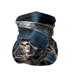 Бандана-труба 3D с принтом Скелетон в Кировске, 100% полиэстер, ткань с особыми свойствами — Activecool | плотность 150‒180 г/м2; хорошо тянется, но сохраняет форму | death | skeleton | skull | капюшон | коса | скелет | череп