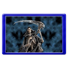 Магнит 45*70 с принтом Скелетон в Кировске, Пластик | Размер: 78*52 мм; Размер печати: 70*45 | death | skeleton | skull | капюшон | коса | скелет | череп
