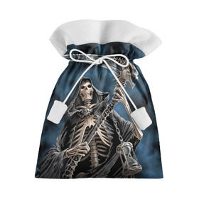 Подарочный 3D мешок с принтом Скелетон в Кировске, 100% полиэстер | Размер: 29*39 см | Тематика изображения на принте: death | skeleton | skull | капюшон | коса | скелет | череп