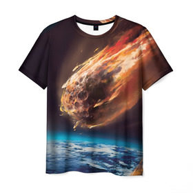 Мужская футболка 3D с принтом Метеоритный дождь в Кировске, 100% полиэфир | прямой крой, круглый вырез горловины, длина до линии бедер | дождь | звезда | космос | метеорит | небо