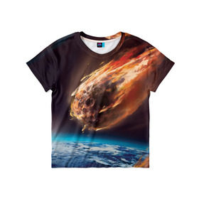 Детская футболка 3D с принтом Метеоритный дождь в Кировске, 100% гипоаллергенный полиэфир | прямой крой, круглый вырез горловины, длина до линии бедер, чуть спущенное плечо, ткань немного тянется | дождь | звезда | космос | метеорит | небо