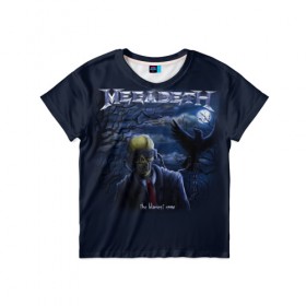 Детская футболка 3D с принтом Megadeth. The Blackest Crow в Кировске, 100% гипоаллергенный полиэфир | прямой крой, круглый вырез горловины, длина до линии бедер, чуть спущенное плечо, ткань немного тянется | dave | megadeth | metal | mustaine | rattlehead | rock | thrash | vic | дейв | мастейн | мегадет | метал | рок | треш