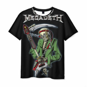 Мужская футболка 3D с принтом Megadeth в Кировске, 100% полиэфир | прямой крой, круглый вырез горловины, длина до линии бедер | 