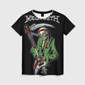 Женская футболка 3D с принтом Megadeth в Кировске, 100% полиэфир ( синтетическое хлопкоподобное полотно) | прямой крой, круглый вырез горловины, длина до линии бедер | 