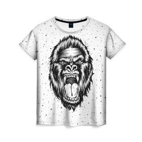 Женская футболка 3D с принтом Рык гориллы в Кировске, 100% полиэфир ( синтетическое хлопкоподобное полотно) | прямой крой, круглый вырез горловины, длина до линии бедер | animal | beast | gorilla | head | monkey | nature | rage | roar | голова | горилла | жиивотное | зверь | обезьяна | природа | рык | ярость