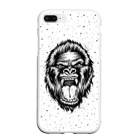Чехол для iPhone 7Plus/8 Plus матовый с принтом Рык гориллы в Кировске, Силикон | Область печати: задняя сторона чехла, без боковых панелей | animal | beast | gorilla | head | monkey | nature | rage | roar | голова | горилла | жиивотное | зверь | обезьяна | природа | рык | ярость