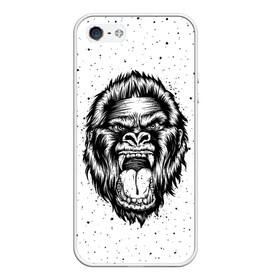 Чехол для iPhone 5/5S матовый с принтом Рык гориллы в Кировске, Силикон | Область печати: задняя сторона чехла, без боковых панелей | Тематика изображения на принте: animal | beast | gorilla | head | monkey | nature | rage | roar | голова | горилла | жиивотное | зверь | обезьяна | природа | рык | ярость