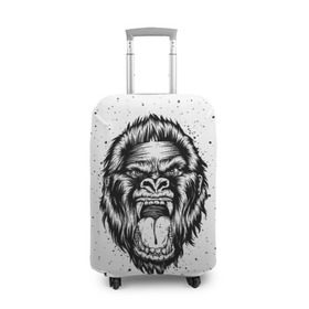 Чехол для чемодана 3D с принтом Рык гориллы в Кировске, 86% полиэфир, 14% спандекс | двустороннее нанесение принта, прорези для ручек и колес | animal | beast | gorilla | head | monkey | nature | rage | roar | голова | горилла | жиивотное | зверь | обезьяна | природа | рык | ярость