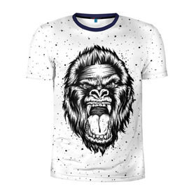 Мужская футболка 3D спортивная с принтом Рык гориллы в Кировске, 100% полиэстер с улучшенными характеристиками | приталенный силуэт, круглая горловина, широкие плечи, сужается к линии бедра | animal | beast | gorilla | head | monkey | nature | rage | roar | голова | горилла | жиивотное | зверь | обезьяна | природа | рык | ярость