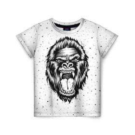 Детская футболка 3D с принтом Рык гориллы в Кировске, 100% гипоаллергенный полиэфир | прямой крой, круглый вырез горловины, длина до линии бедер, чуть спущенное плечо, ткань немного тянется | animal | beast | gorilla | head | monkey | nature | rage | roar | голова | горилла | жиивотное | зверь | обезьяна | природа | рык | ярость