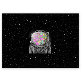 Поздравительная открытка с принтом Цветочный астонавт в Кировске, 100% бумага | плотность бумаги 280 г/м2, матовая, на обратной стороне линовка и место для марки
 | astronaut | cosmonaut | cosmos | galaxy | planet | space | star | астронавт | галактика | звезды | космонавт | космос | планета | скафандр | цветы