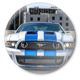 Значок с принтом Ford Shelby в Кировске,  металл | круглая форма, металлическая застежка в виде булавки | ford | mustang | shelby | авто | автомобили | машины | новинки | полоски | фары | форд