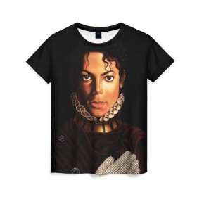 Женская футболка 3D с принтом Король Майкл Джексон в Кировске, 100% полиэфир ( синтетическое хлопкоподобное полотно) | прямой крой, круглый вырез горловины, длина до линии бедер | king | michael jackson | pop music | король | майкл | музыка | перчатка | поп музыка
