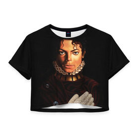 Женская футболка 3D укороченная с принтом Король Майкл Джексон в Кировске, 100% полиэстер | круглая горловина, длина футболки до линии талии, рукава с отворотами | king | michael jackson | pop music | король | майкл | музыка | перчатка | поп музыка