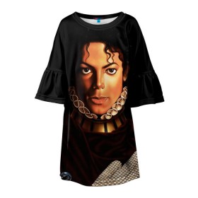 Детское платье 3D с принтом Король Майкл Джексон в Кировске, 100% полиэстер | прямой силуэт, чуть расширенный к низу. Круглая горловина, на рукавах — воланы | king | michael jackson | pop music | король | майкл | музыка | перчатка | поп музыка