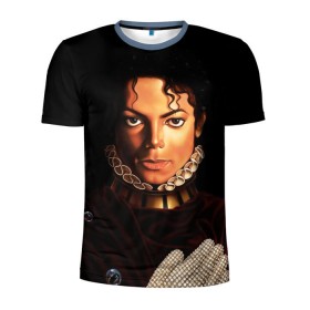 Мужская футболка 3D спортивная с принтом Король Майкл Джексон в Кировске, 100% полиэстер с улучшенными характеристиками | приталенный силуэт, круглая горловина, широкие плечи, сужается к линии бедра | king | michael jackson | pop music | король | майкл | музыка | перчатка | поп музыка