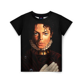 Детская футболка 3D с принтом Король Майкл Джексон в Кировске, 100% гипоаллергенный полиэфир | прямой крой, круглый вырез горловины, длина до линии бедер, чуть спущенное плечо, ткань немного тянется | king | michael jackson | pop music | король | майкл | музыка | перчатка | поп музыка