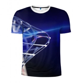 Мужская футболка 3D спортивная с принтом Гол в Кировске, 100% полиэстер с улучшенными характеристиками | приталенный силуэт, круглая горловина, широкие плечи, сужается к линии бедра | nhl |  сетка | ворота | гол | нхл | шайба