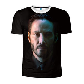 Мужская футболка 3D спортивная с принтом Киану Ривз Keanu Reeves в Кировске, 100% полиэстер с улучшенными характеристиками | приталенный силуэт, круглая горловина, широкие плечи, сужается к линии бедра | киану ривз keanu reeves