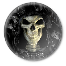 Значок с принтом Скелетон в Кировске,  металл | круглая форма, металлическая застежка в виде булавки | Тематика изображения на принте: 
