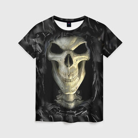 Женская футболка 3D с принтом Скелетон в Кировске, 100% полиэфир ( синтетическое хлопкоподобное полотно) | прямой крой, круглый вырез горловины, длина до линии бедер | 