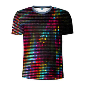 Мужская футболка 3D спортивная с принтом neon-abstract в Кировске, 100% полиэстер с улучшенными характеристиками | приталенный силуэт, круглая горловина, широкие плечи, сужается к линии бедра | пиксельный