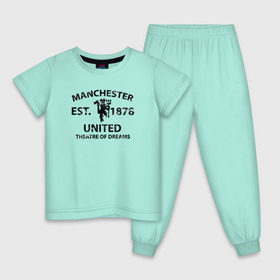 Детская пижама хлопок с принтом Manchester United - Est.1878 (Чёрный) в Кировске, 100% хлопок |  брюки и футболка прямого кроя, без карманов, на брюках мягкая резинка на поясе и по низу штанин
 | manchester united | манчестер юнайтед | футбол