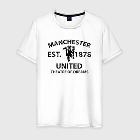 Мужская футболка хлопок с принтом Manchester United - Est.1878 (Чёрный) в Кировске, 100% хлопок | прямой крой, круглый вырез горловины, длина до линии бедер, слегка спущенное плечо. | manchester united | манчестер юнайтед | футбол