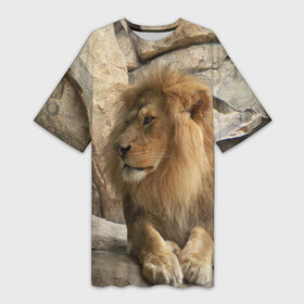 Платье-футболка 3D с принтом Лев в Кировске,  |  | амурский | животные | киса | кот | котенок | кошка | лев | львица | пума | рысь | серый | тигр | хищник