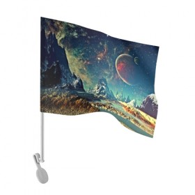 Флаг для автомобиля с принтом Planeta в Кировске, 100% полиэстер | Размер: 30*21 см | космический | космос | планеты