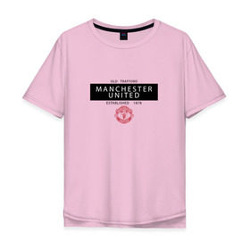 Мужская футболка хлопок Oversize с принтом Manchester United - Established 1878 (чёрный) в Кировске, 100% хлопок | свободный крой, круглый ворот, “спинка” длиннее передней части | Тематика изображения на принте: manchester united | манчестер юнайтед | футбол