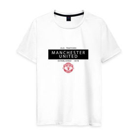 Мужская футболка хлопок с принтом Manchester United - Established 1878 (чёрный) в Кировске, 100% хлопок | прямой крой, круглый вырез горловины, длина до линии бедер, слегка спущенное плечо. | manchester united | манчестер юнайтед | футбол