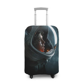 Чехол для чемодана 3D с принтом Девушка космонавт в Кировске, 86% полиэфир, 14% спандекс | двустороннее нанесение принта, прорези для ручек и колес | Тематика изображения на принте: alien | космос | рипли | скафандр | чужой